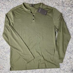 NWT Robert Barakett | Long sleeve Henley | Y Neck Green| Pima Cotton